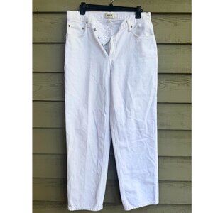 AGOLDE Criss Cross Jeans White Denim Womens 28 Organic Cotton High Rise Straight